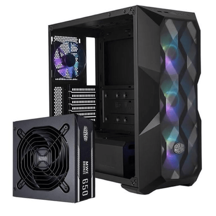 (Bundle) Cooler Master Masterbox TD500 Diamond Cut Black PC Case + 650W Bronze Power Supply (MCB-D500D-KGNB65-S02)
