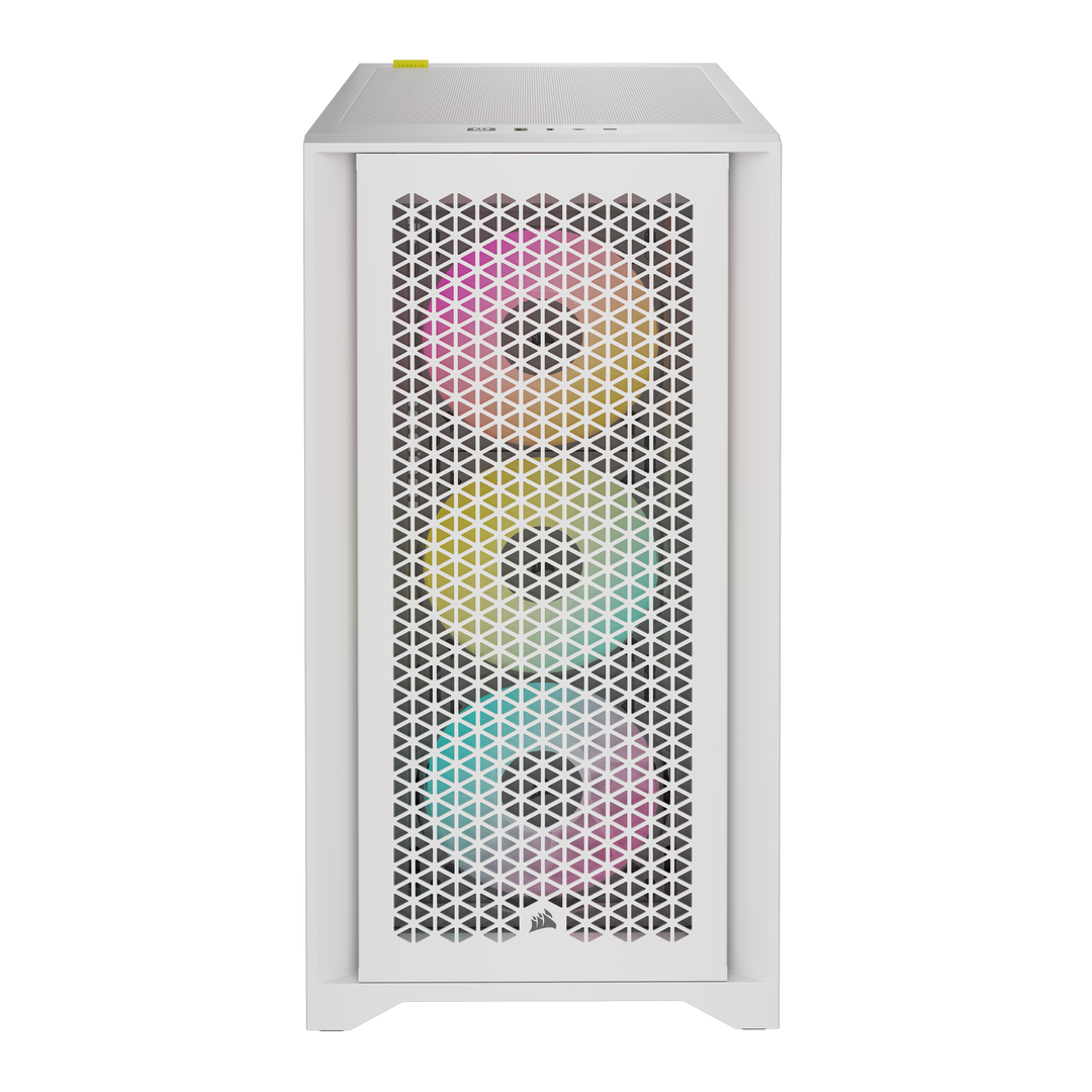 Corsair iCUE 4000D RGB AIRFLOW Clear Tempered Glass White Steel ATX Mid Tower Desktop Chassis (CC-9011241-WW)