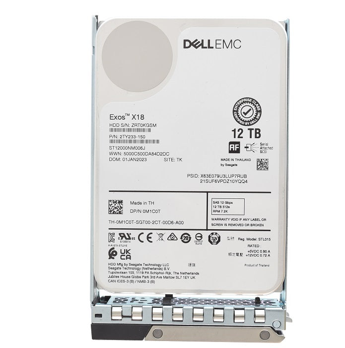 Dell 12TB 7.2K 12Gbps 3.5" SAS Hard Drive for PowerEdge Servers (161-BCJX)