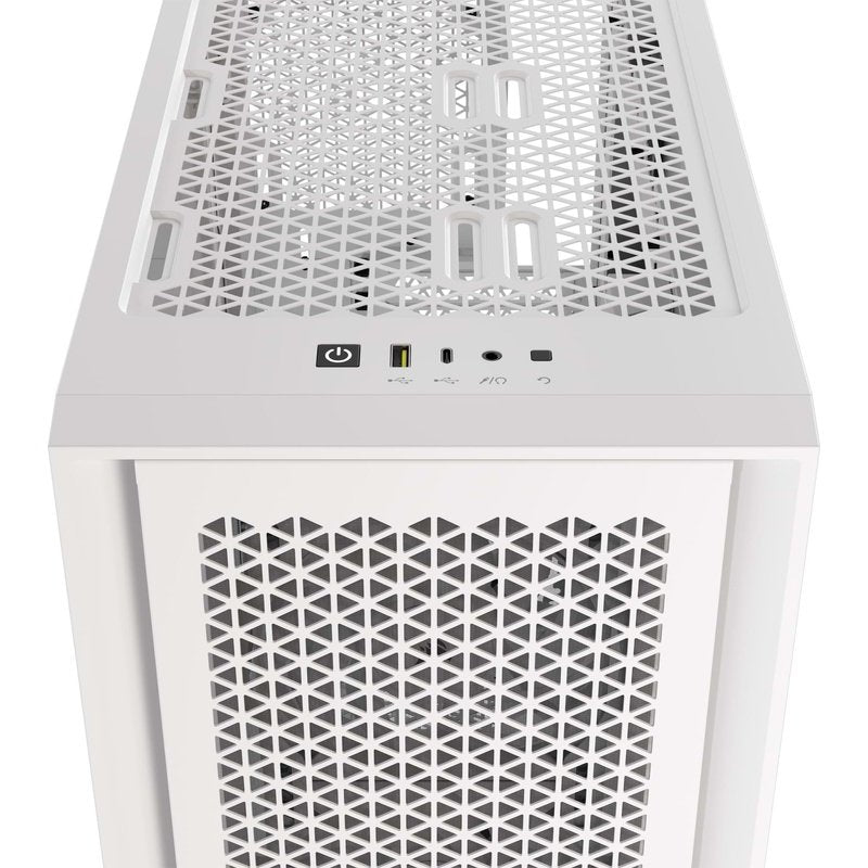 Corsair iCUE 4000D RGB AIRFLOW Clear Tempered Glass White Steel ATX Mid Tower Desktop Chassis (CC-9011241-WW)