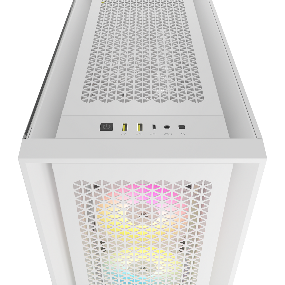 Corsair iCUE 5000D RGB AIRFLOW Clear Tempered Glass White Steel ATX Mid Tower Desktop Chassis (CC-9011243-WW)