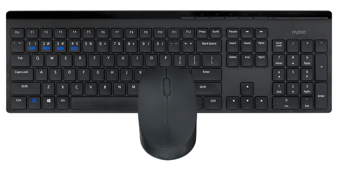 RAPOO 8110M Multimode Wireless Keyboard and Mouse Combo - Black