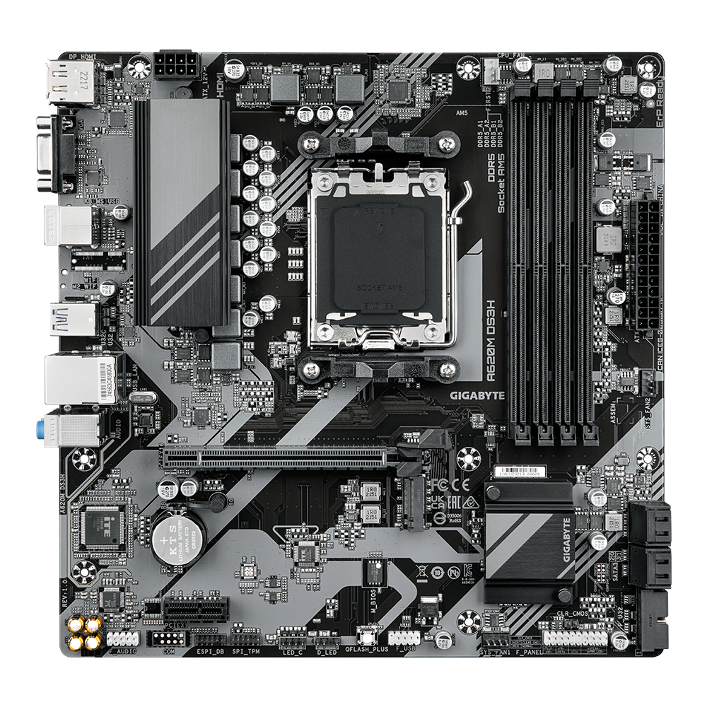Gigabyte A620M DS3H AMD A620 Chipset AMD Ryzen AM5 Socket Micro ATX Motherboard
