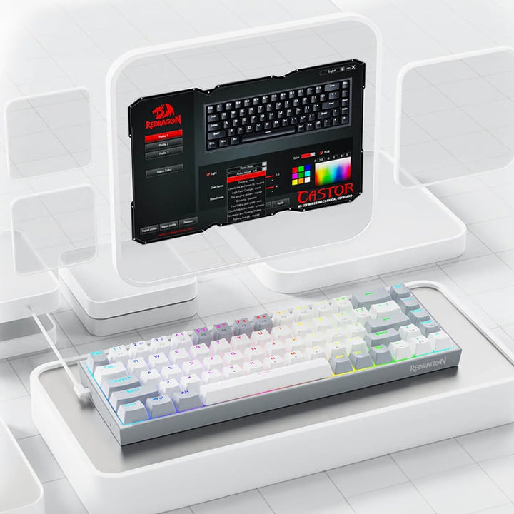 Redragon K631 CASTOR 65% Wired RGB Gaming Keyboard - White (RD-K631WG-RGB)