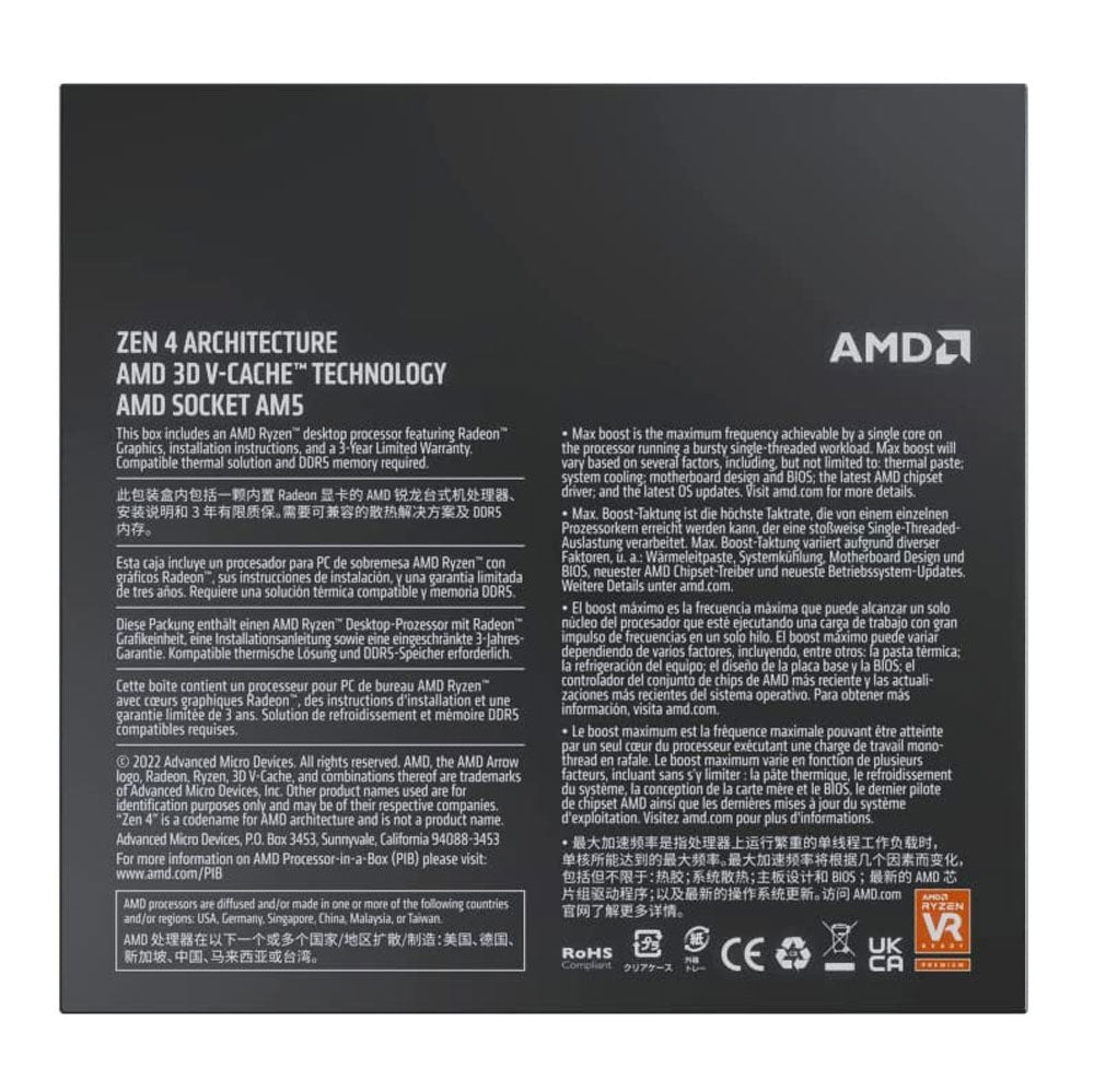 AMD Ryzen 7 7800X3D 5.0GHz 8-Core Zen 4 Socket AM5 Desktop CPU - Cooler Not Included (100-100000910WOF)