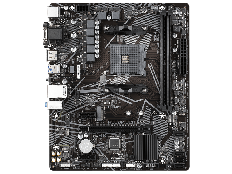 Gigabyte A520M S2H AMD AM4 Socket A520 Micro-ATX Desktop Motherboard (GA-A520M-S2H)
