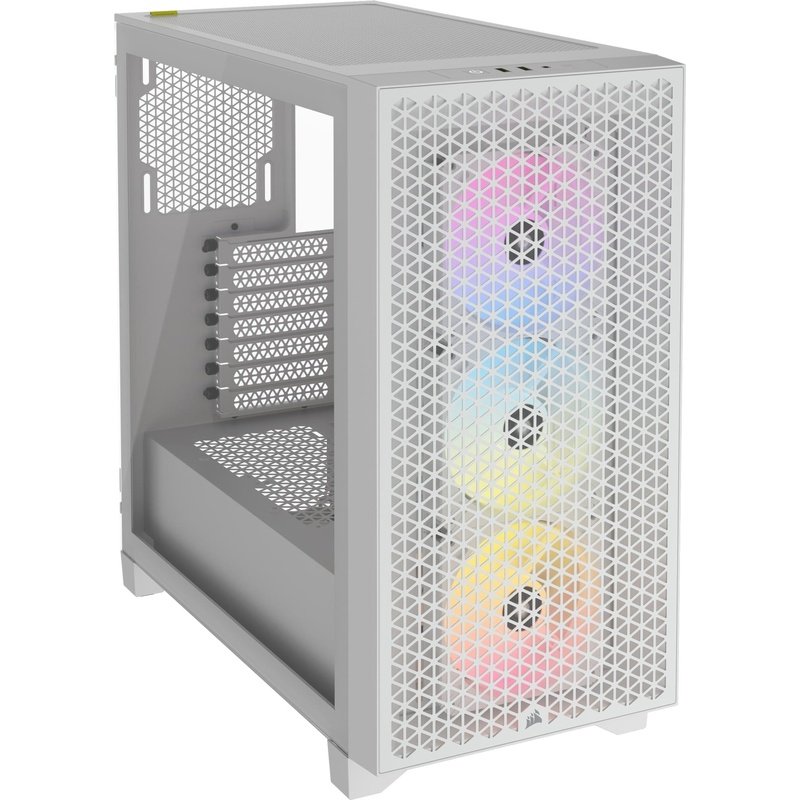 Corsair 3000D RGB AIRFLOW Clear Tempered Glass White Steel ATX Mid-Tower Desktop Chassis (CC-9011256-WW)