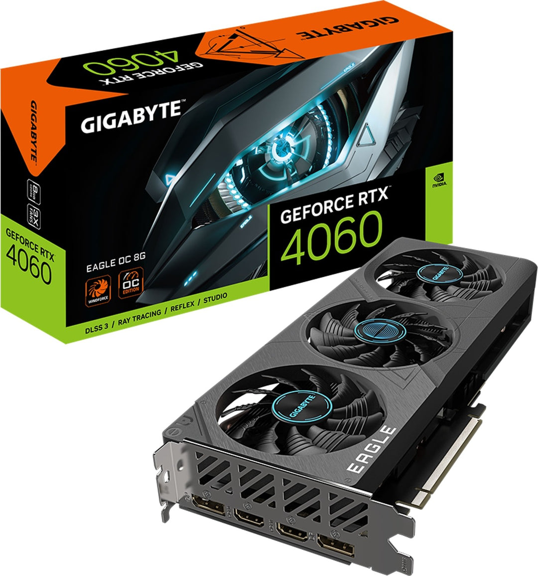Gigabyte GeForce RTX 4060 EAGLE OC 8G 8GB GDDR6 128-Bit PCIe 4.0 Desktop Graphics Card (GV-N4060EAGLE OC-8GD)