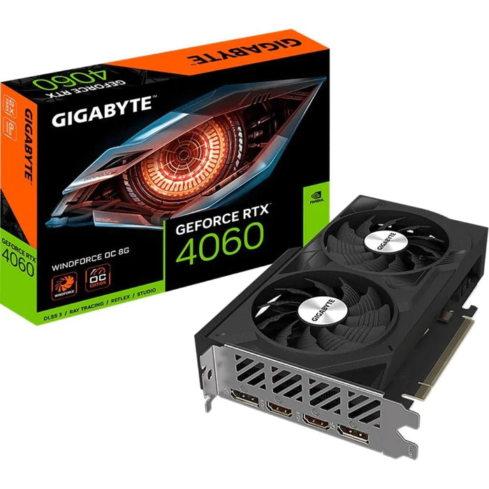 Gigabyte GeForce RTX 4060 WINDFORCE OC 8G 8GB GDDR6 128-Bit PCIe 4.0 Desktop Graphics Card (GV-N4060WF2OC-8GD)