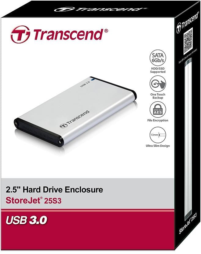 TRANSCEND STOREJET 2.5'' USB3.0 SATA ENCLOSURE - S