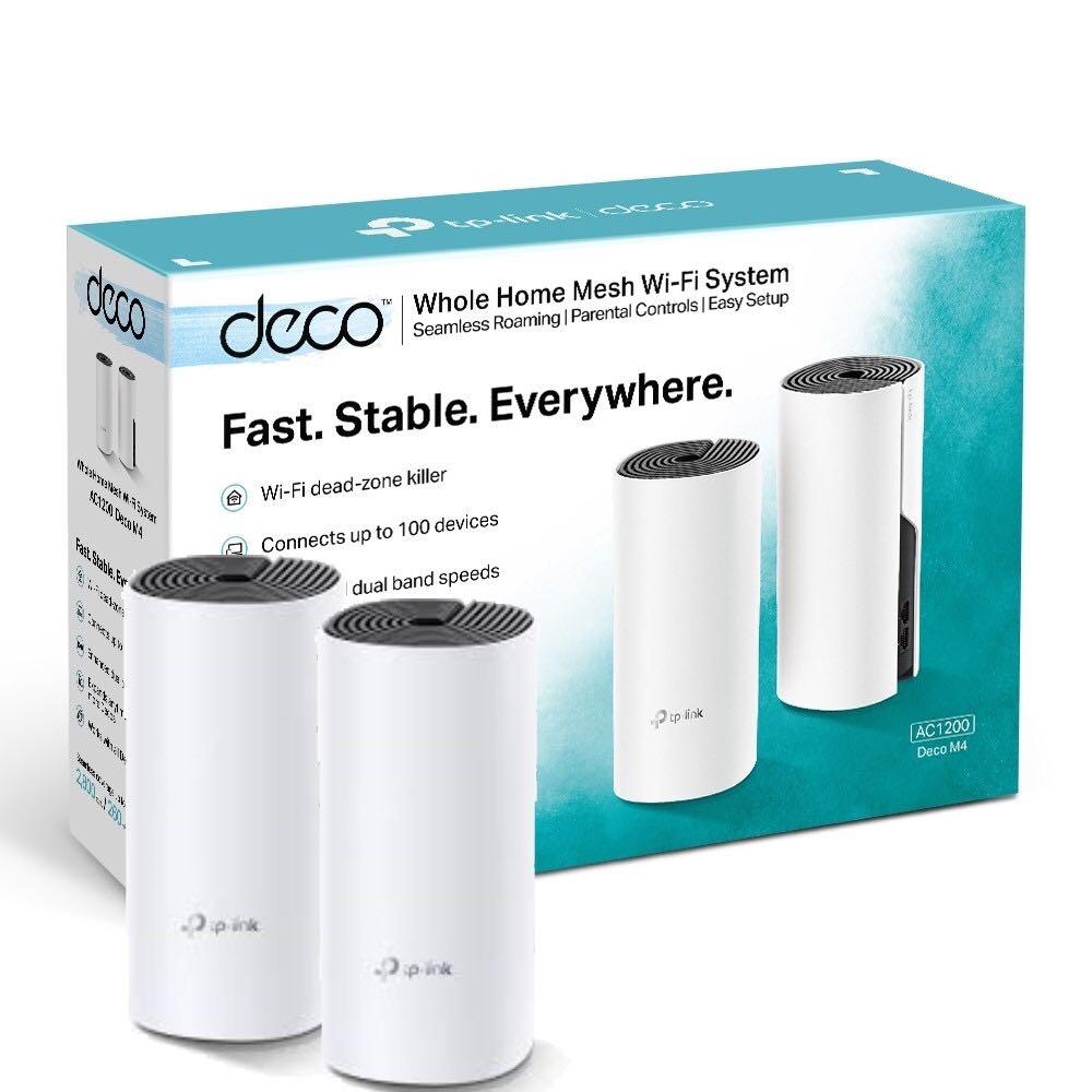 TP-Link Deco M4 AC1200 WiFi 5 Dual-Band Whole Home Mesh Gigabit White Wireless Router - 2-Pack