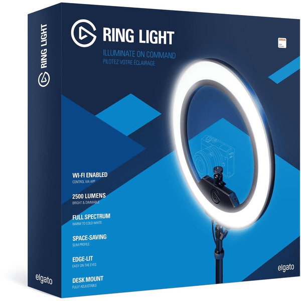 Elgato Ring Light Premium 2500 Lumens Ring Light With Desk Clamp (10LAC9901)