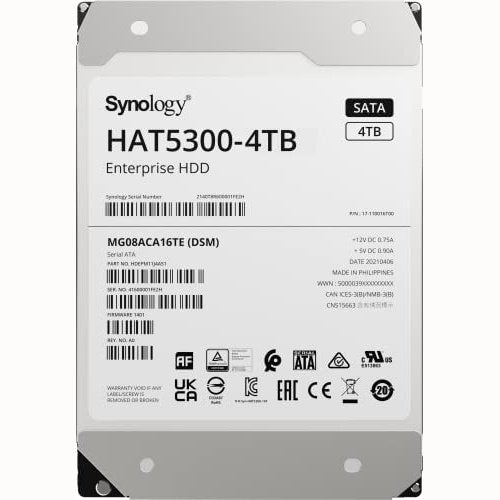 Synology 3.5" 4TB Serial ATA III Internal Hard Drive (HAT5300-4T)