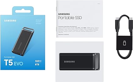 Samsung T5 EVO 8TB USB 5Gbps Type-C Black External Solid State Drive (MU-PH8T0S)