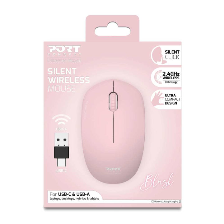 Port Connect Wireless Mouse - Blush