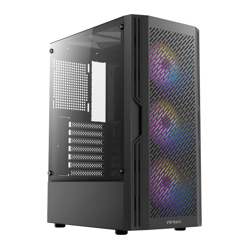 Antec AX20 Fixed-Mode Rainbow RGB Windowed Tempered Glass Black ATX Mid-Tower Desktop Chassis