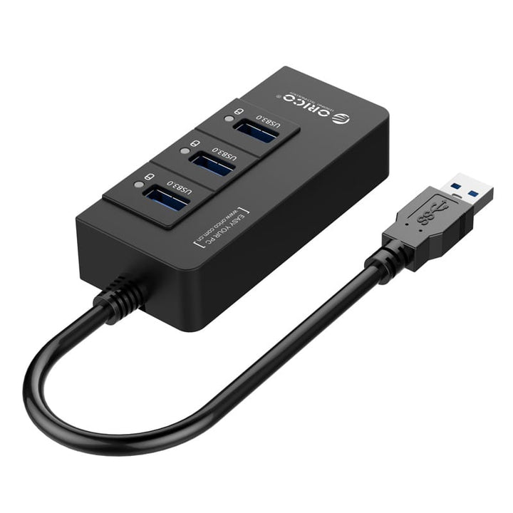ORICO 3 Port USB3.0 Hub With Gigabit Ethernet Adapter - Black