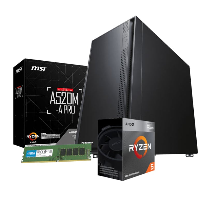 PCBuilder Home Master Gaming PC - AMD Ryzen 5-4600G / 8GB RAM / 500GB SSD / MSI A520 Motherboard / Radeon GPU / Windows 11 Home