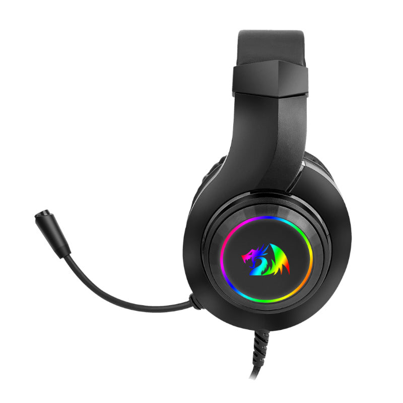 REDRAGON Over-Ear HYLAS Aux (Mic and Headset)|USB (Power Only) RGB Gaming Headset - Black