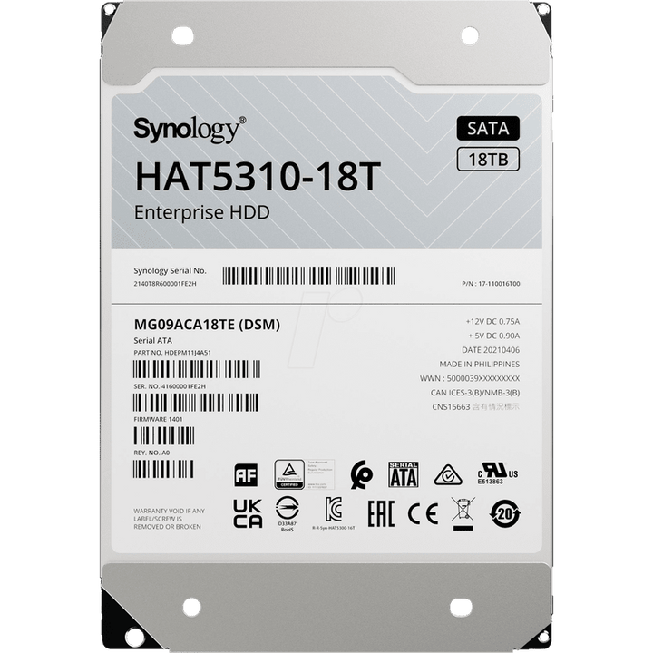 Synology HAT5310 3.5" 18TB Serial ATA III Internal Hard Drive (HAT5310-18T)