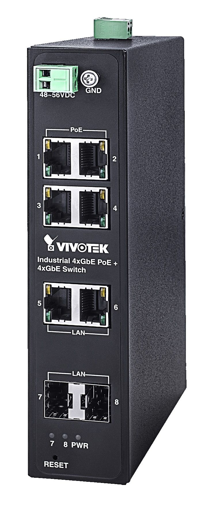Vivotek 8 Port Industrial Unmanaged PoE Switch (AW-IHT-0800)