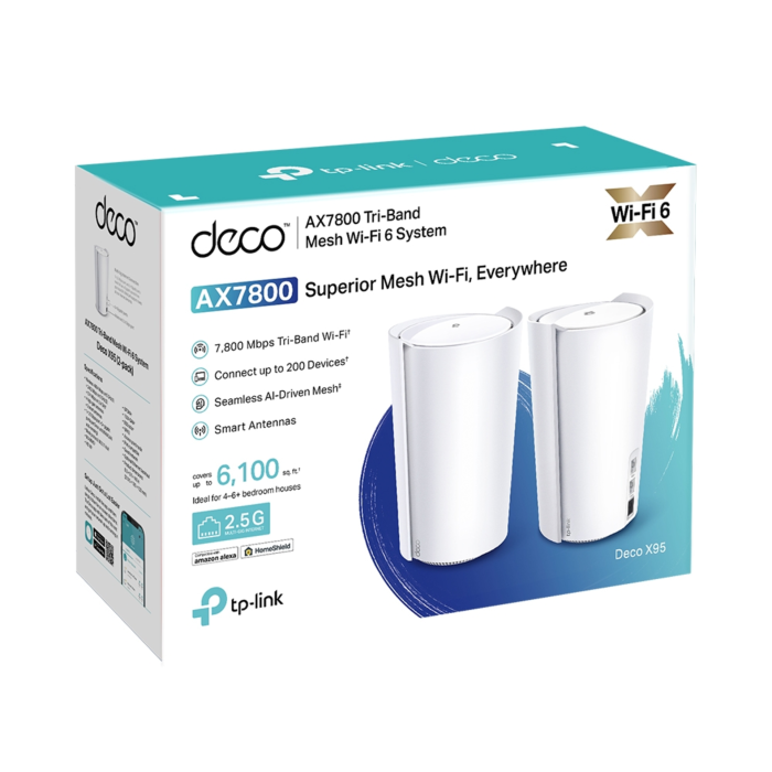 TP-Link Deco X95 AX7800 Tri-Band Whole Home Mesh Wi-Fi 6 System - 2 Pack