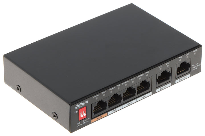 Dahua 6 Port Unmanaged Desktop Switch with 4 Port PoE (DH-PFS3006-4GT-60-V2)