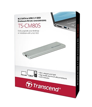 TRANSCEND M.2 SATA 2280/2260 USB3.1 ENCLOSURE KIT - SILVER
