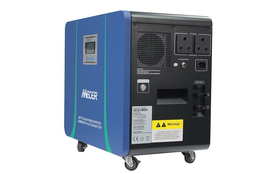 Mecer 2kVA 2000VA/2000W Lithium Battery Inverter Trolley with 100Ah Lithium-ion Battery - 820W MPPT Controller (SOL-I-BB-M2L)