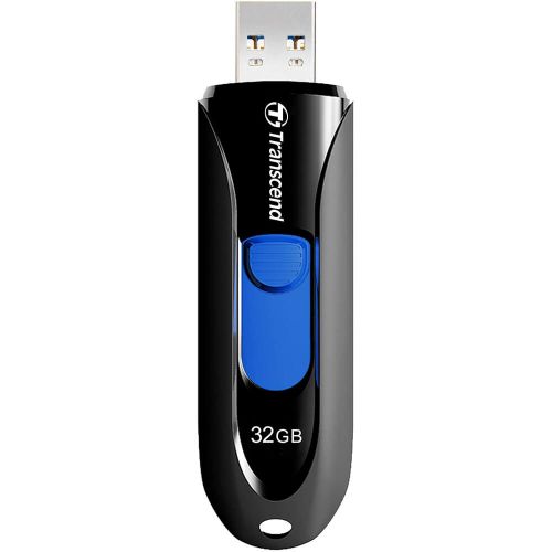 TRANSCEND 32GB JF790 USB3.1 GEN 1 CAPLESS FLASH DRIVE - BLACK AND BLUE
