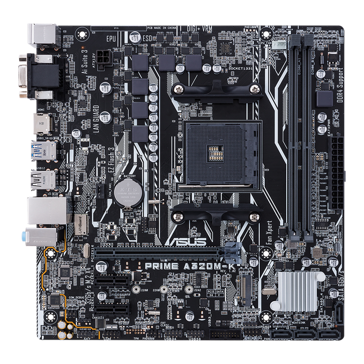 ASUS Prime A320M-K AMD Ryzen A320 Socket AM4 Micro-ATX Desktop Motherboard