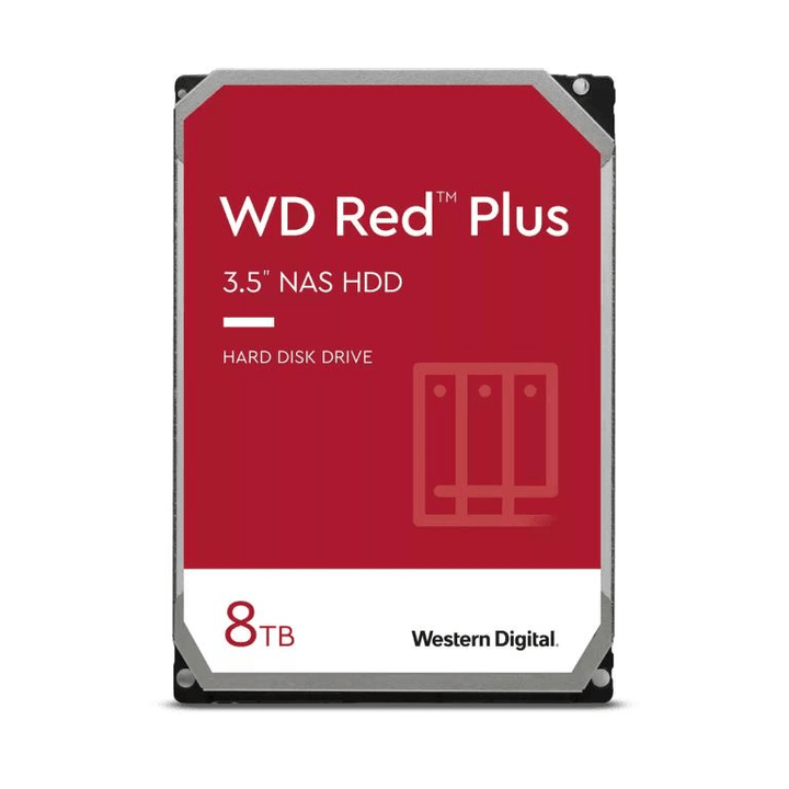 Western Digital Red Plus NAS 8TB 5400RPM SATA 6Gbps CMR 128MB 3.5" Internal Hard Drive (WD80EFZZ)
