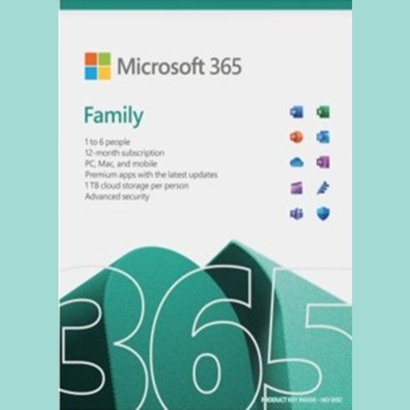 Microsoft Office 365 Family Edition | 6 Users | 1 Year - Full Packaged Product (FPP-M365-FAMILY)