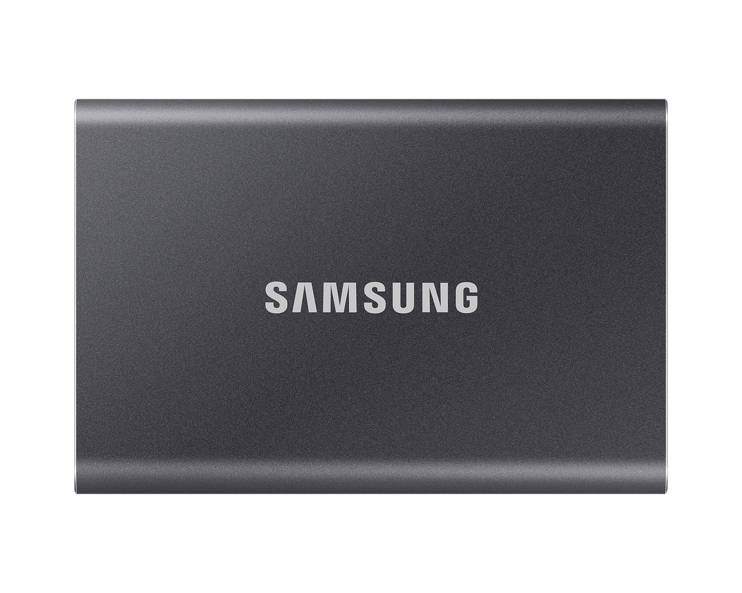 Samsung T7 Portable SSD 1 TB/ Transfer speed up to 1050 MB/s/ USB 3.2 (Gen2/ 10Gbps) backwards compatible/ AES 256-bit hardware
